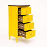 comoda amsterda estreita amarela e ad gavetas abertas 1