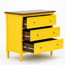 comoda amsterda 3 gavetas amarela gavetas abertas 1