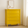 comoda amsterda 4 gavetas larga amarela ambientada